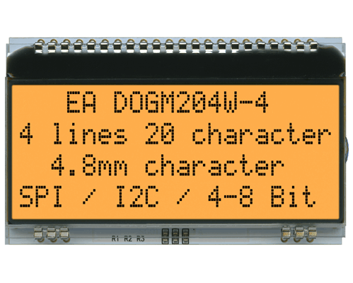 4x20 Character Display EA DOGM204W-A