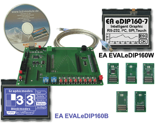 Evaluation KIT EA EVALEDIP160B with EA eDIP160-7LWTP