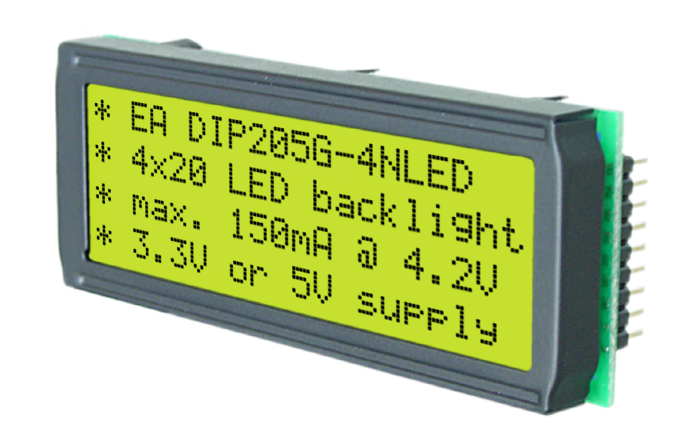 4x20 DIP Character Display EA DIP205G-4NLED